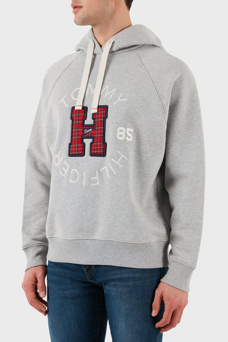 Tommy Hilfiger % 100 Pamuk Regular Fit Kapüşonlu Yaka Logolu Erkek Sweat DM0DM21259 P01 GRİ - Tommy Hilfiger (1)