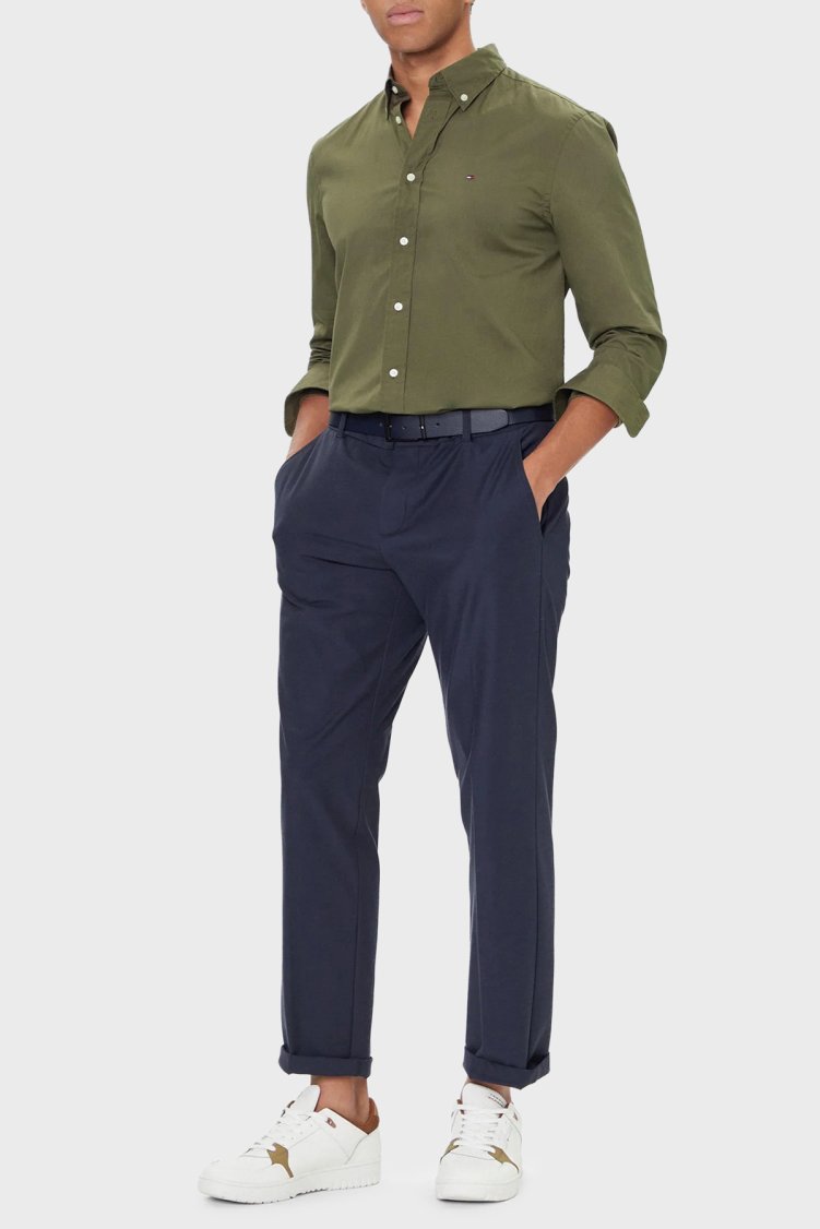 Tommy Hilfiger % 100 Pamuk Regular Fit Uzun Kollu Erkek Gömlek MW0MW37550 MSX YEŞİL - Tommy Hilfiger (1)