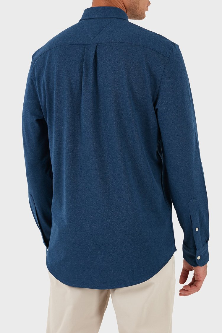 Tommy Hilfiger % 100 Pamuk Regular Fit Uzun Kollu Logolu Erkek Gömlek MW0MW39422 DU5 MAVİ - Tommy Hilfiger (1)