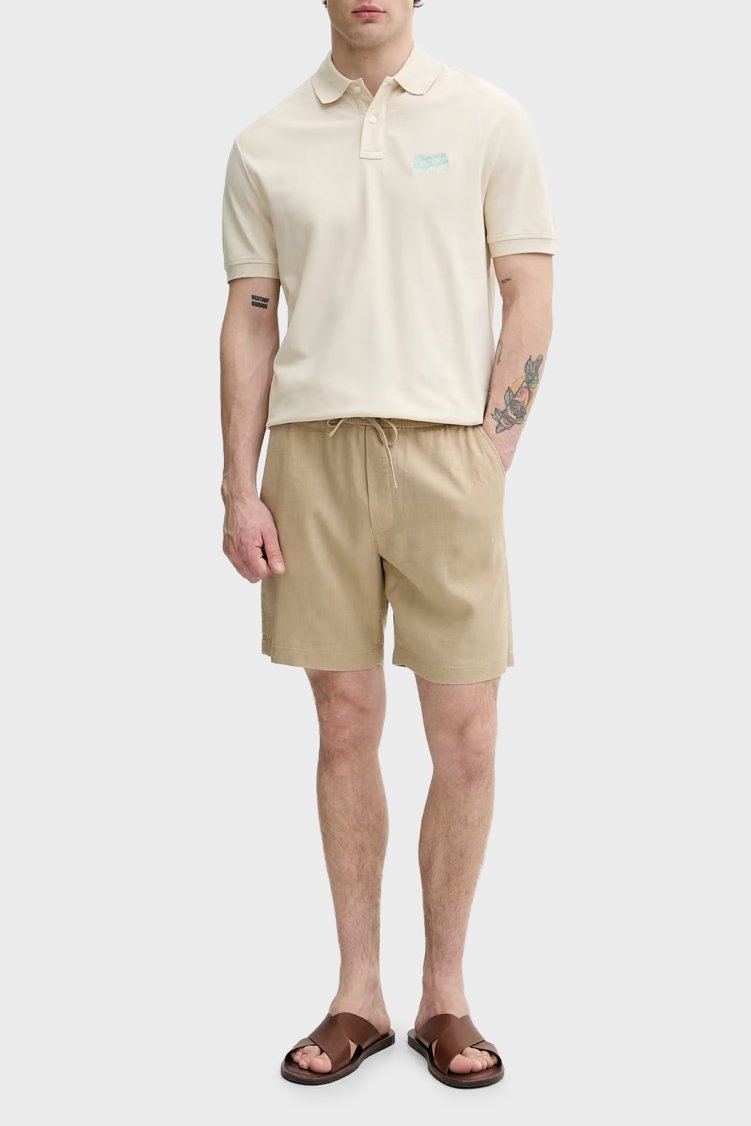 Tommy Hilfiger Bağlamalı Normal Bel Keten Bermuda Erkek Short MW0MW44353 AEG BEJ - Tommy Hilfiger (1)