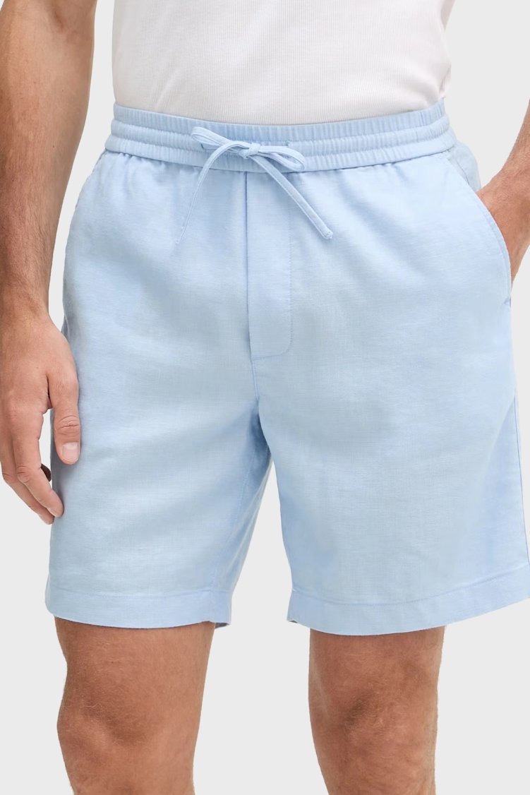 Tommy Hilfiger Bağlamalı Normal Bel Keten Bermuda Erkek Short MW0MW44353 DBR MAVİ - Tommy Hilfiger