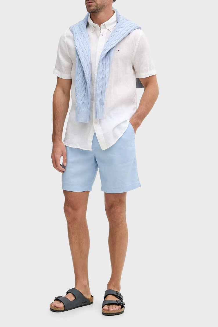 Tommy Hilfiger Bağlamalı Normal Bel Keten Bermuda Erkek Short MW0MW44353 DBR MAVİ - Tommy Hilfiger (1)