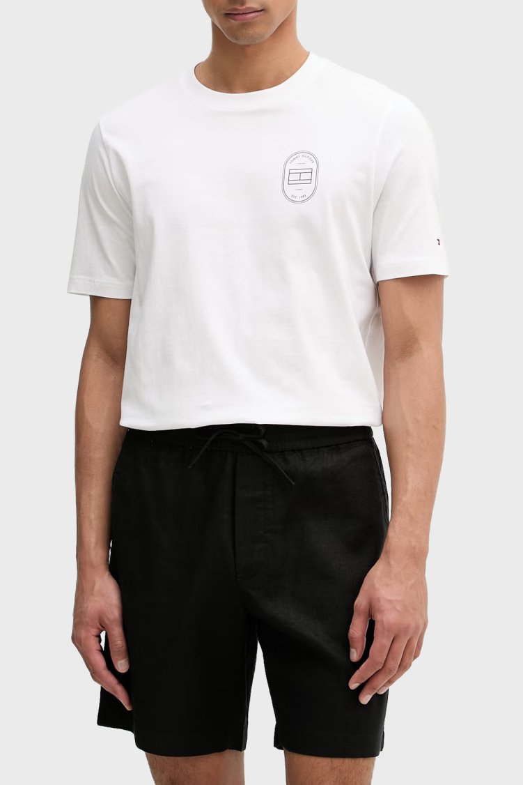 Tommy Hilfiger Baskılı % 100 Pamuk Regular Fit Erkek T Shirt MW0MW42364 YBR BEYAZ - Tommy Hilfiger