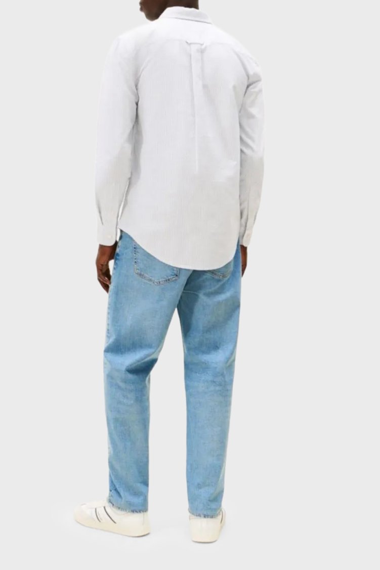 Tommy Hilfiger Çizgili % 100 Pamuk Slim Fit Uzun Kollu Erkek Gömlek DM0DM20668 C5X MAVİ - Tommy Hilfiger (1)