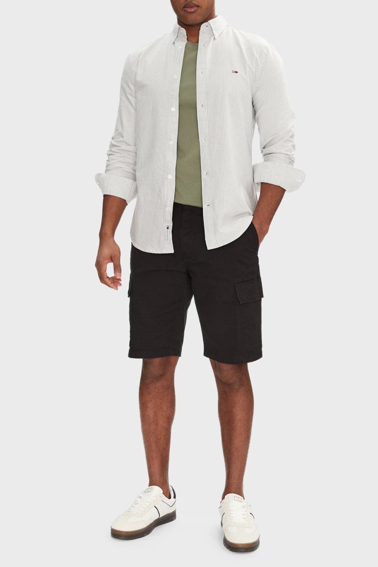 Tommy Hilfiger Çizgili % 100 Pamuk Slim Fit Uzun Kollu Erkek Gömlek DM0DM20668 GY1 KOYU YEŞİL - Tommy Hilfiger (1)