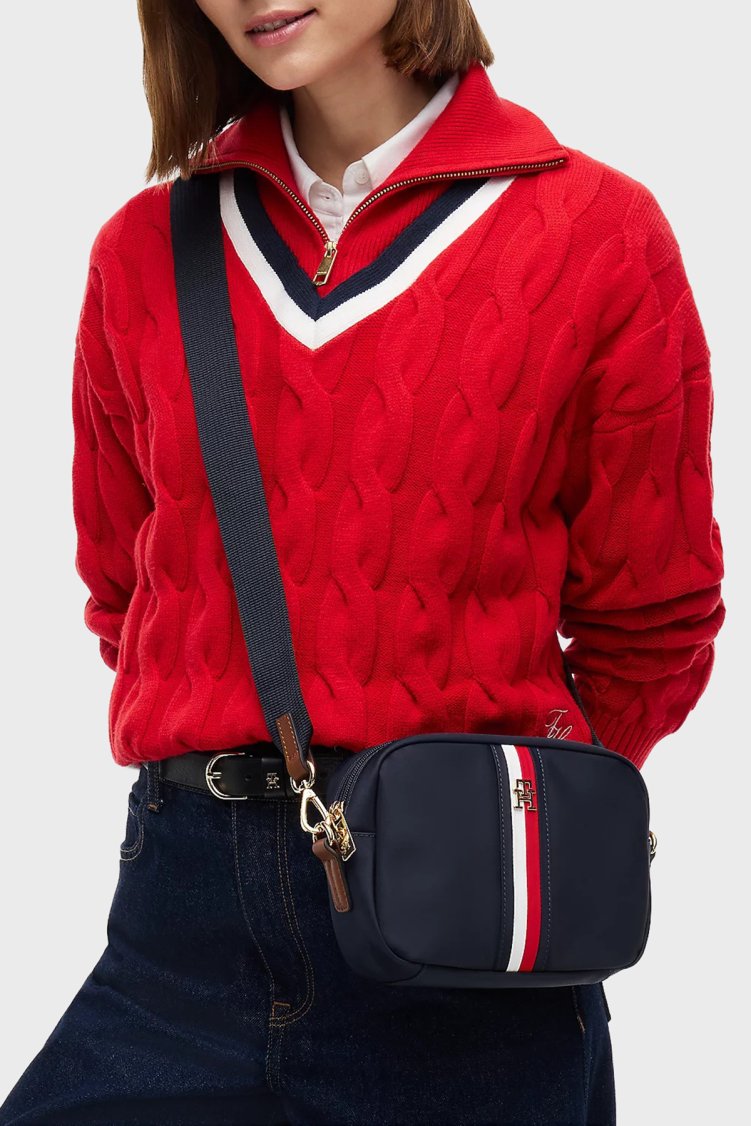 Tommy Hilfiger Çizgili Çapraz Askılı Kadın Çanta AW0AW19023 DW6 Lacivert - Tommy Hilfiger (1)