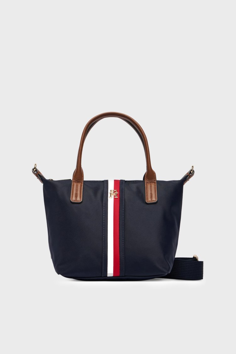 Tommy Hilfiger Çizgili Çıkarılabilir Askılı Kadın Çanta AW0AW19025 DW6 Lacivert - Tommy Hilfiger
