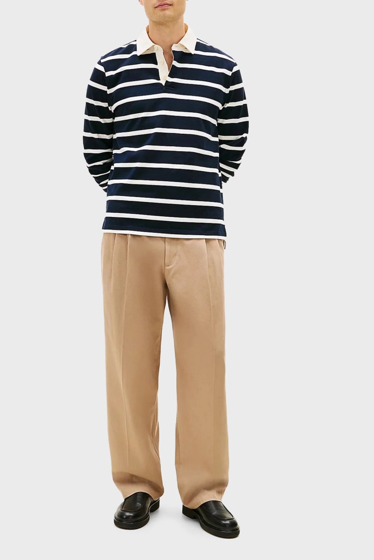 Tommy Hilfiger Çizgili Pamuklu Regular Fit Düğmeli Erkek Polo Yaka Sweat MW0MW42613 0A4 LACİVERT-BEYAZ - Tommy Hilfiger (1)