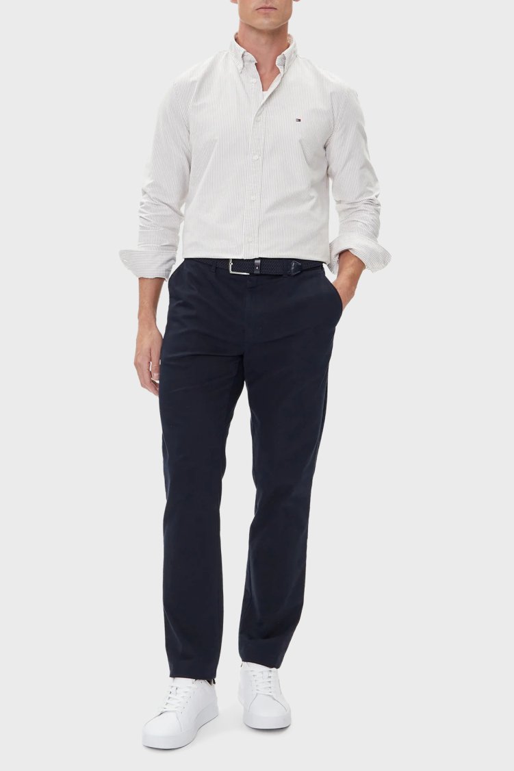Tommy Hilfiger Çizgili Pamuklu Regular Fit Düğmeli Yaka Erkek Gömlek MW0MW36238 0BJ Bej-Açık Kahve - Tommy Hilfiger (1)