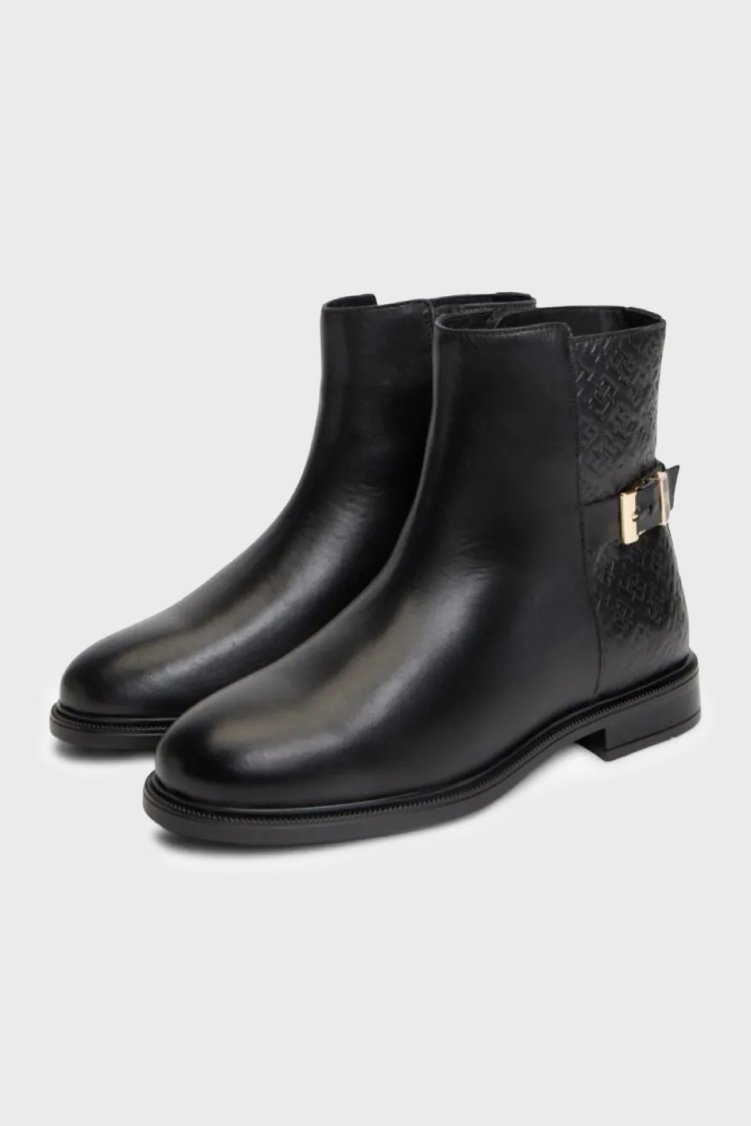 Tommy Hilfiger Deri Fermuarlı Kadın Bot FW0FW09672 BDS Siyah - Tommy Hilfiger (1)