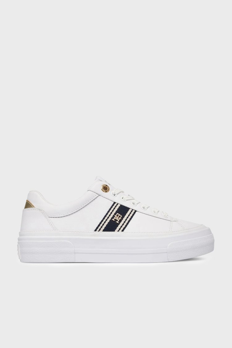 Tommy Hilfiger Deri Karışımlı Sneaker Kadın Ayakkabı FW0FW09353 YBS BEYAZ - Tommy Hilfiger