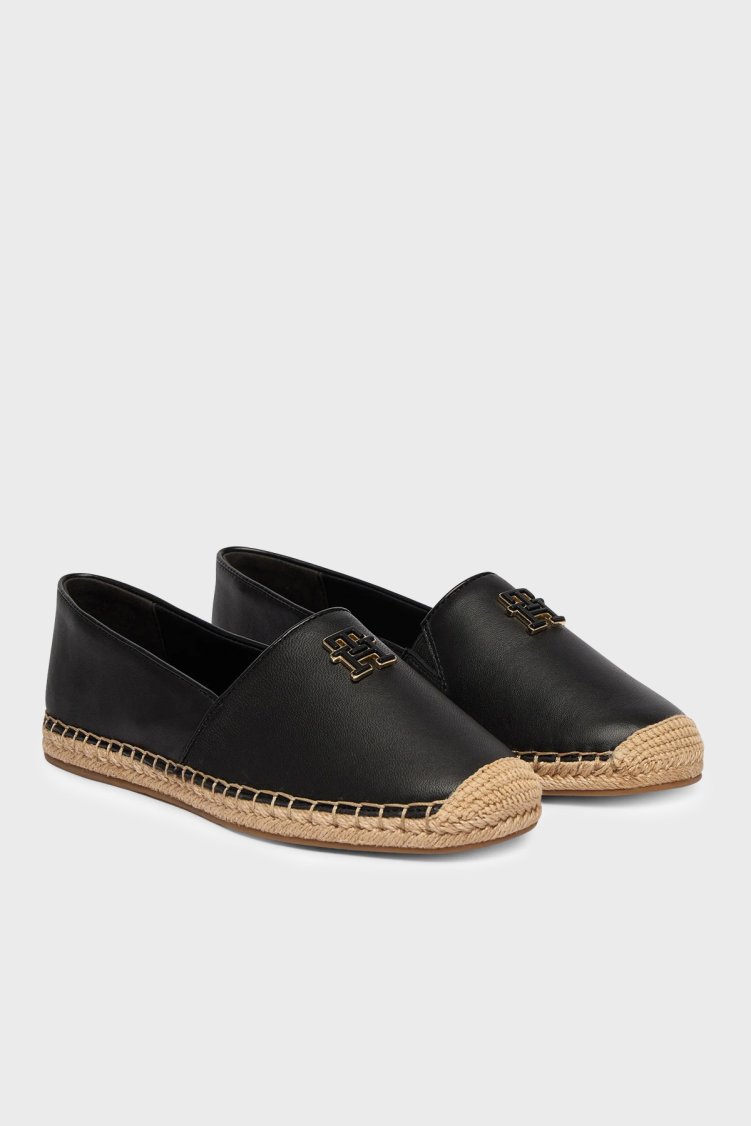 Tommy Hilfiger Deri Logolu Espadril Kadın Ayakkabı FW0FW09246 BDS SİYAH - Tommy Hilfiger (1)