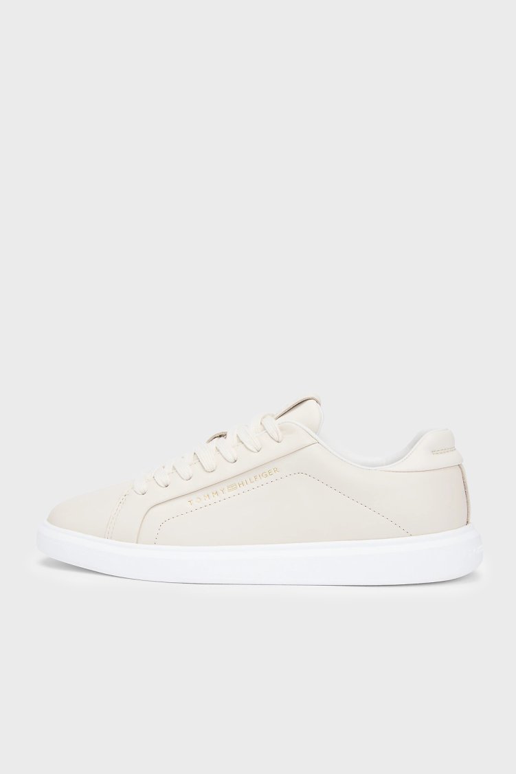Tommy Hilfiger Deri Logolu Sneaker Kadın Ayakkabı FW0FW08949 AEO BEJ - Tommy Hilfiger (1)
