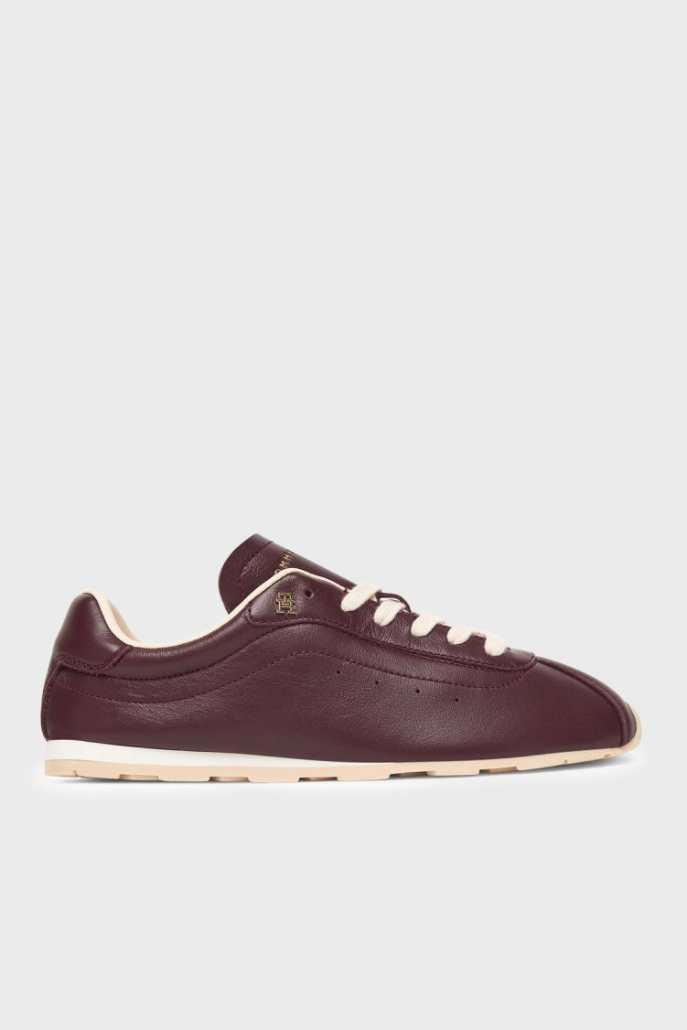 Tommy Hilfiger Deri Logolu Sneaker Kadın Ayakkabı FW0FW08951 XI8 KIRMIZI - Tommy Hilfiger