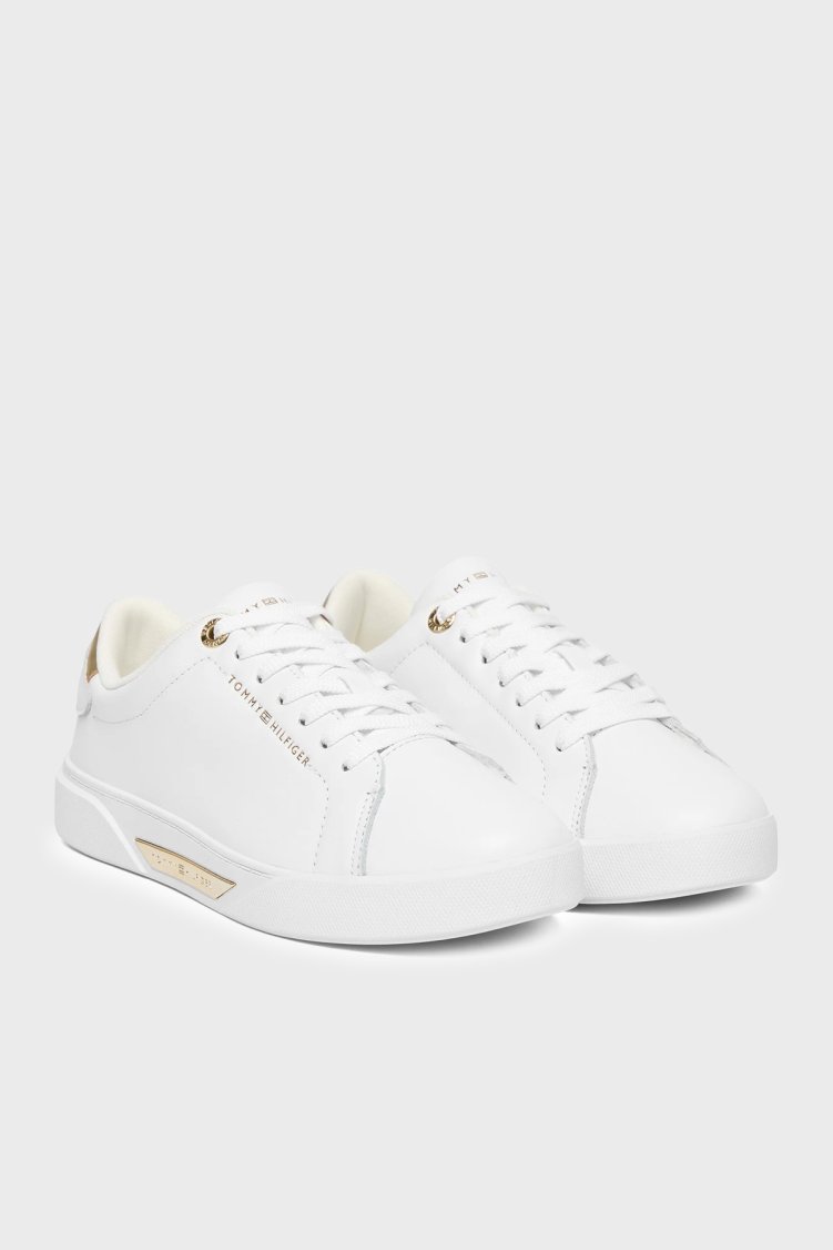 Tommy Hilfiger Deri Logolu Sneaker Kadın Ayakkabı FW0FW09019 YBS BEYAZ - Tommy Hilfiger (1)