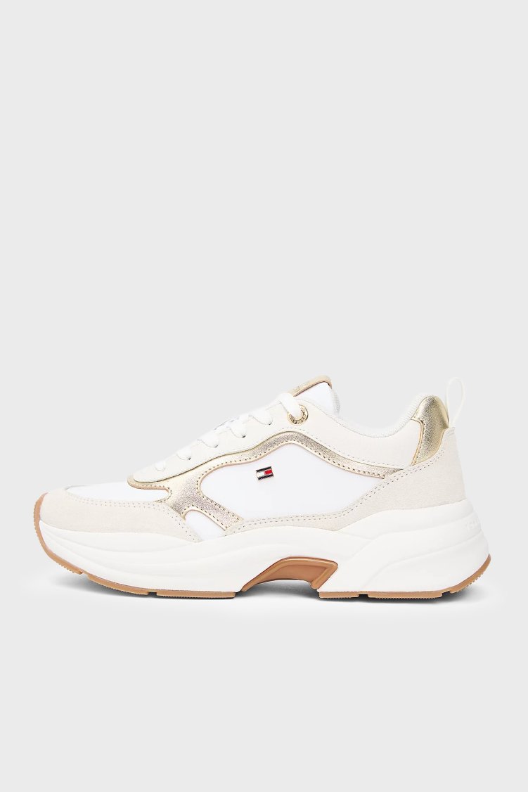 Tommy Hilfiger Deri Logolu Sneaker Kadın Ayakkabı FW0FW09204 0HU BEYAZ-GOLD - Tommy Hilfiger (1)