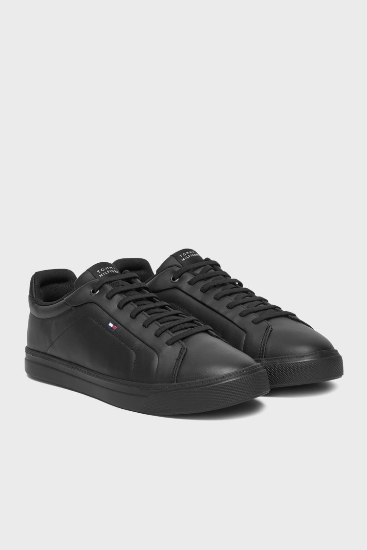 Tommy Hilfiger Deri Logolu Sneaker Erkek Ayakkabı FM0FM05678 BDS SİYAH - Tommy Hilfiger (1)