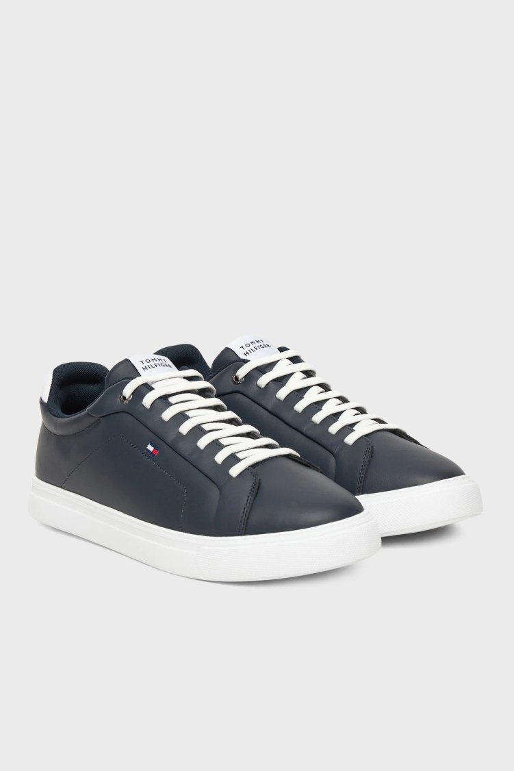 Tommy Hilfiger Deri Logolu Sneaker Erkek Ayakkabı FM0FM05678 DW5 LACİVERT - Tommy Hilfiger (1)