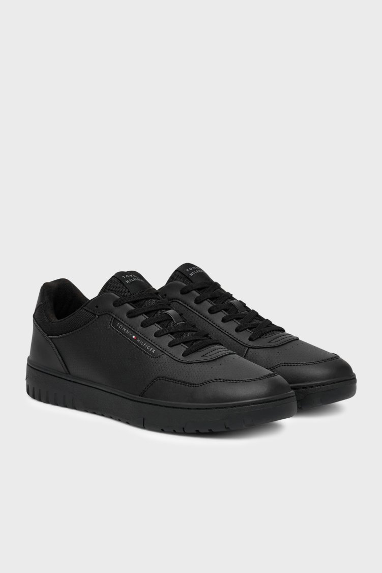 Tommy Hilfiger Deri Logolu Sneaker Erkek Ayakkabı FM0FM05713 BDS SİYAH - Tommy Hilfiger (1)