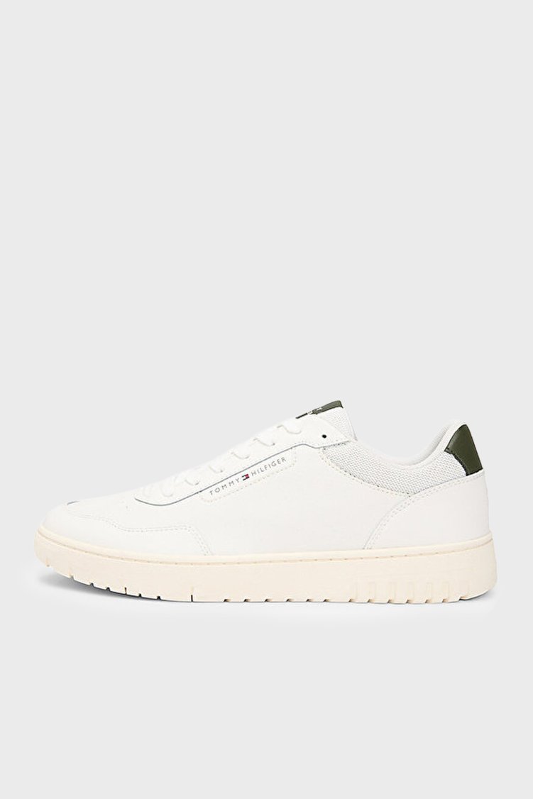 Tommy Hilfiger Deri Logolu Sneaker Erkek Ayakkabı FM0FM05713 YBL BEYAZ - Tommy Hilfiger (1)