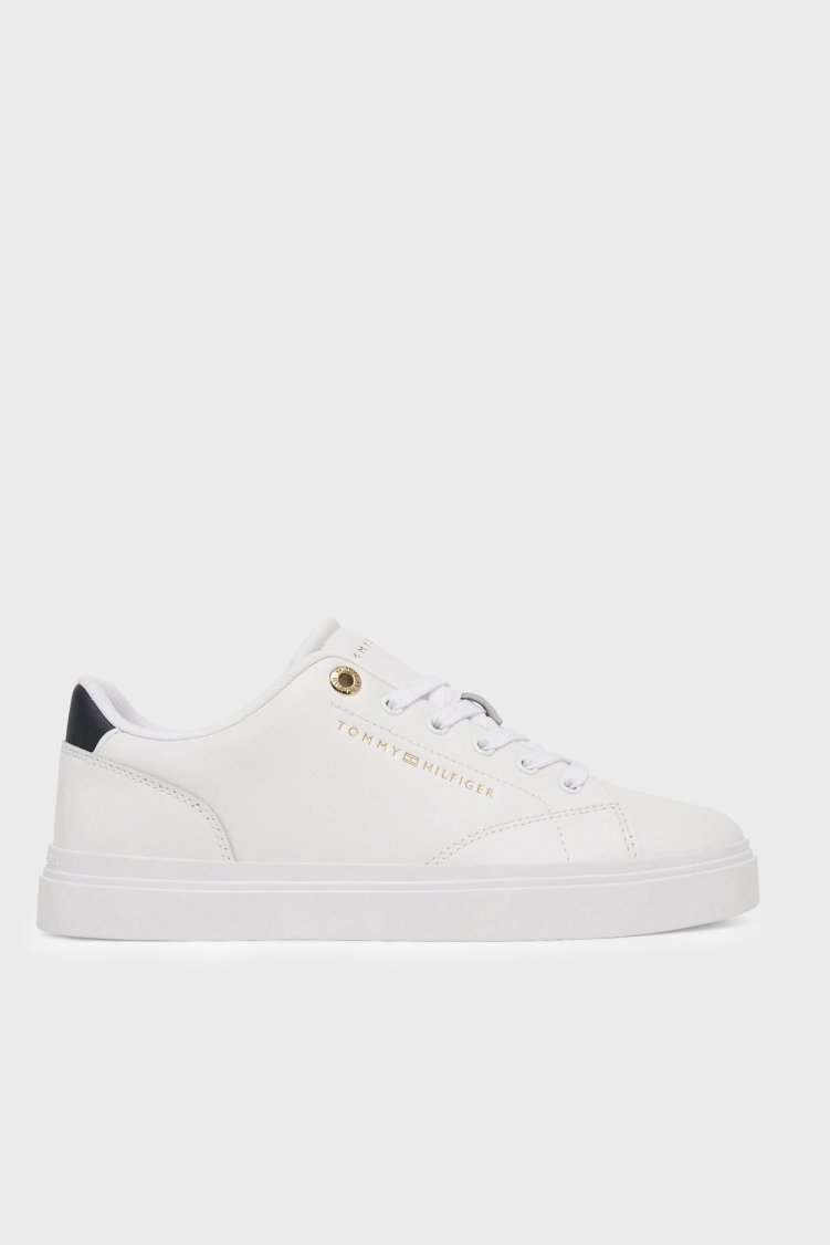 Tommy Hilfiger Deri Sneaker Kadın Ayakkabı FW0FW09105 0K6 Beyaz - Tommy Hilfiger