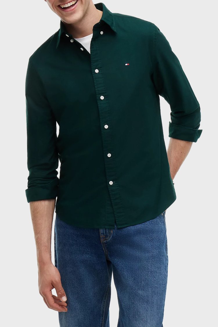 Tommy Hilfiger Erkek Gömlek MW0MW35774 MBP Koyu yeşil - Tommy Hilfiger