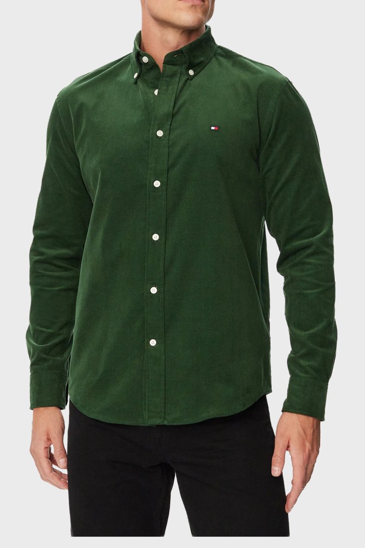 Tommy Hilfiger Erkek Gömlek MW0MW40486 L07 Koyu yeşil - Tommy Hilfiger