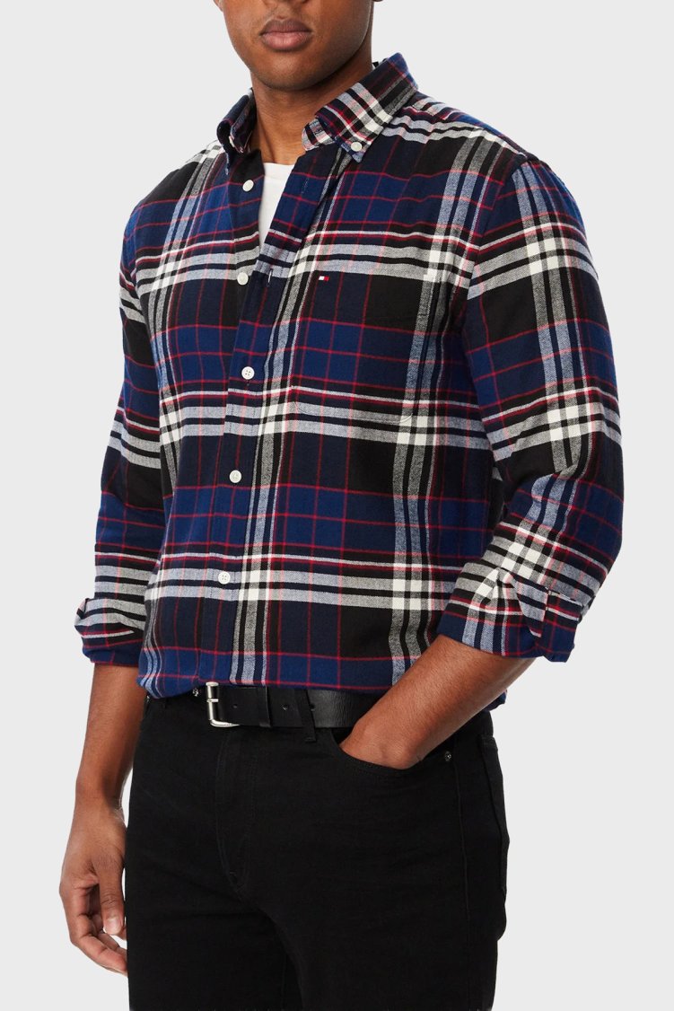 Tommy Hilfiger Erkek Gömlek MW0MW44592 0MS Lacivert-beyaz - Tommy Hilfiger