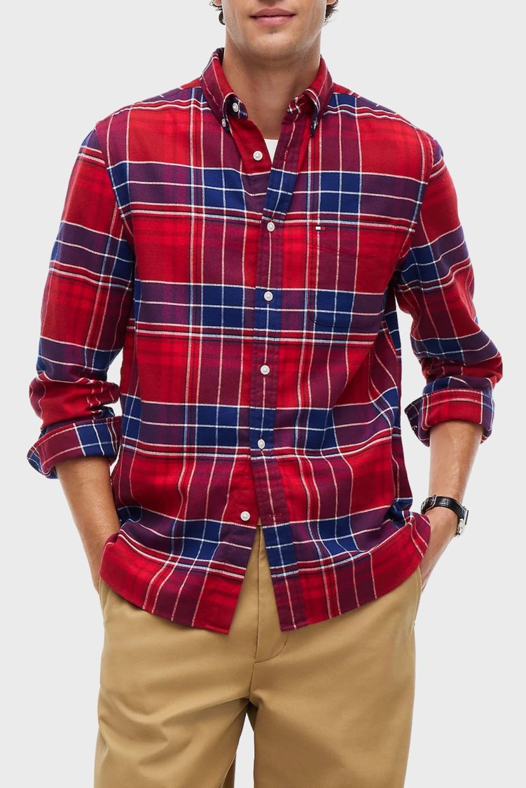 Tommy Hilfiger Erkek Gömlek MW0MW44592 0QJ Kırmızı - Tommy Hilfiger