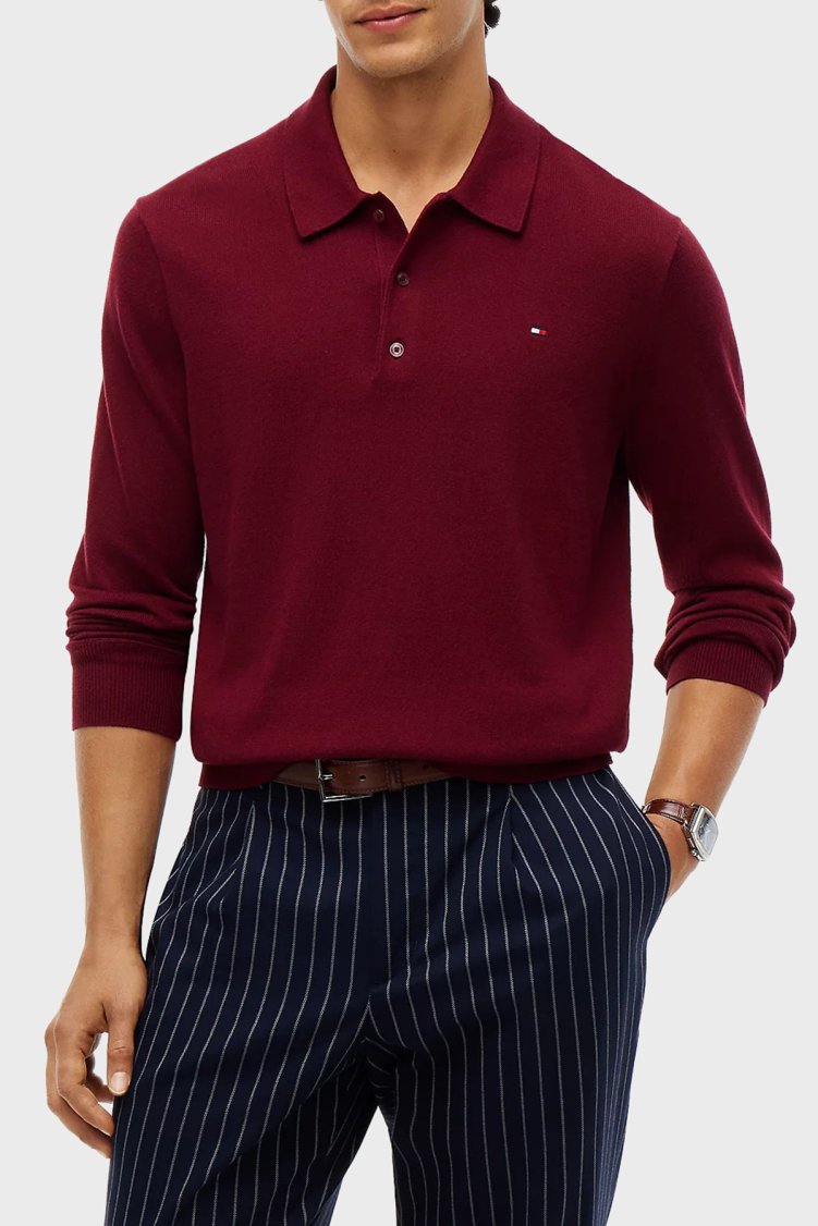 Tommy Hilfiger Erkek Kazak MW0MW36519 VLP Bordo - Tommy Hilfiger