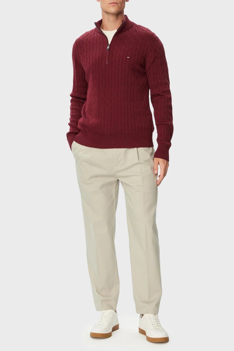 Tommy Hilfiger Erkek Kazak MW0MW36532 VLP Bordo - Tommy Hilfiger (1)