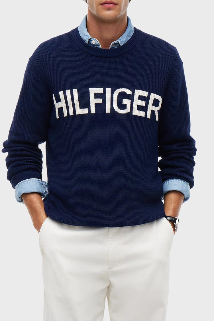 Tommy Hilfiger Erkek Kazak MW0MW44771 DCC Lacivert - Tommy Hilfiger