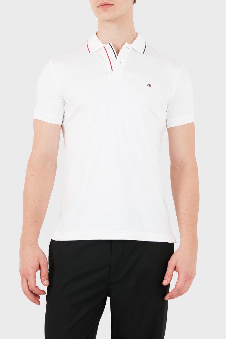 Tommy Hilfiger Erkek Polo Yaka T Shirt MW0MW43263 YBR Beyaz - Tommy Hilfiger