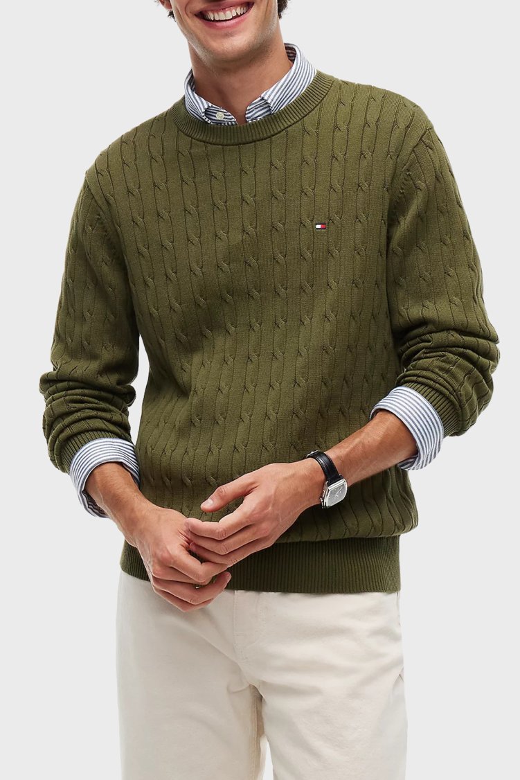 Tommy Hilfiger Erkek Sweat MW0MW33132 MT1 Yeşil - Tommy Hilfiger