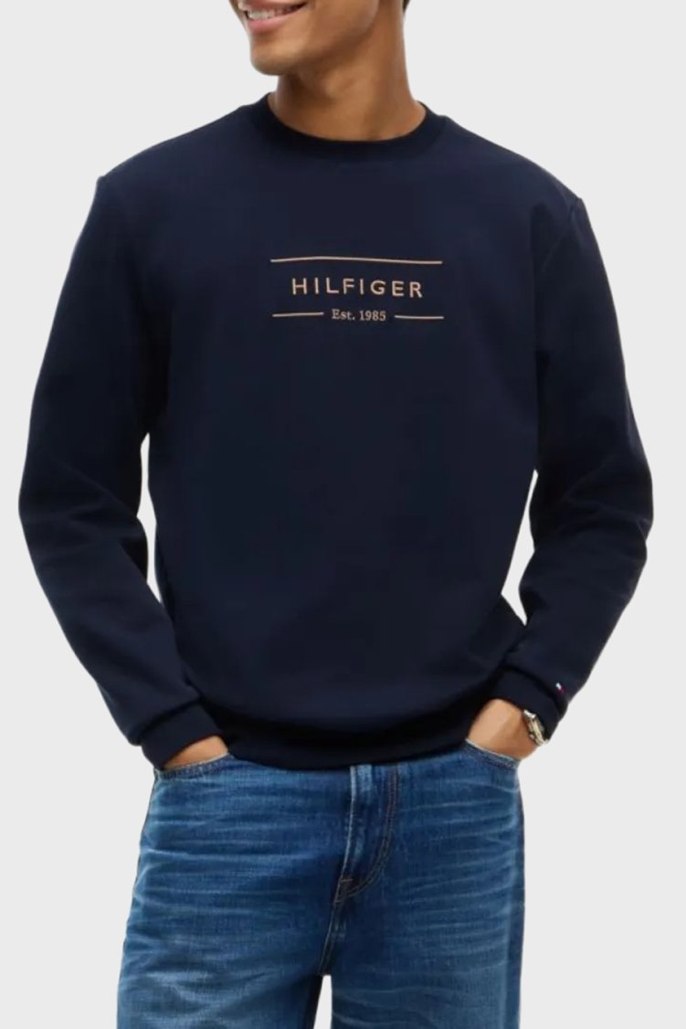 Tommy Hilfiger Erkek Sweat MW0MW44939 DW5 Lacivert - Tommy Hilfiger