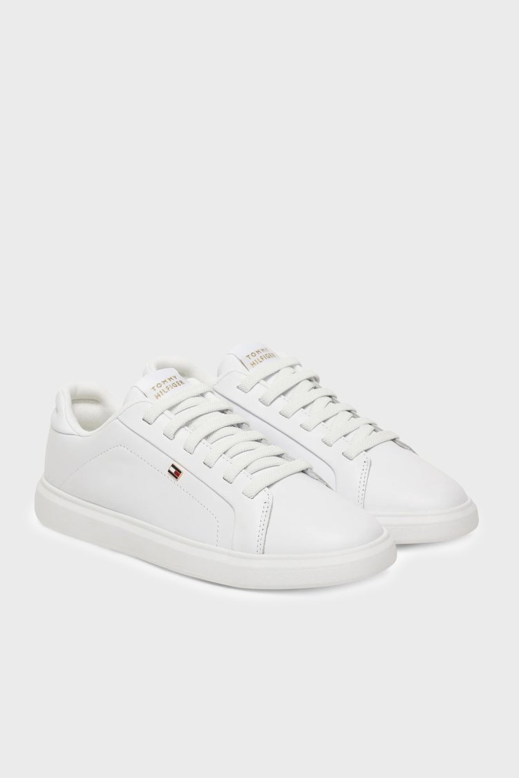 Tommy Hilfiger Hakiki Deri Logolu Sneaker Kadın Ayakkabı FW0FW08948 YBS BEYAZ - Tommy Hilfiger (1)