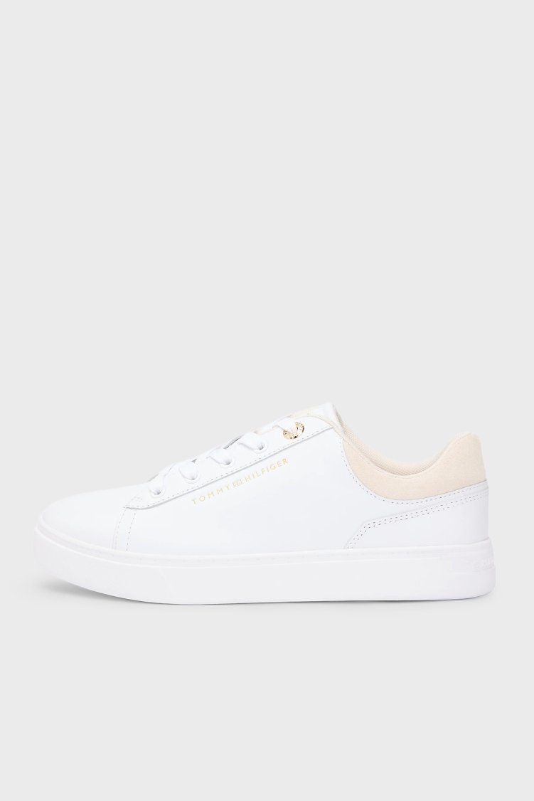 Tommy Hilfiger Hakiki Deri Logolu Sneaker Kadın Ayakkabı FW0FW09020 0K4 BEYAZ - Tommy Hilfiger (1)