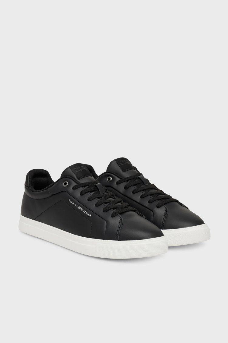 Tommy Hilfiger Hakiki Deri Logolu Sneaker Erkek Ayakkabı FM0FM05837 BDS SİYAH - Tommy Hilfiger (1)