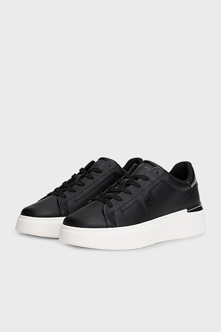Tommy Hilfiger Kalın Tabanlı Deri Sneaker Kadın Ayakkabı FW0FW08817 BDS SİYAH - Tommy Hilfiger (1)