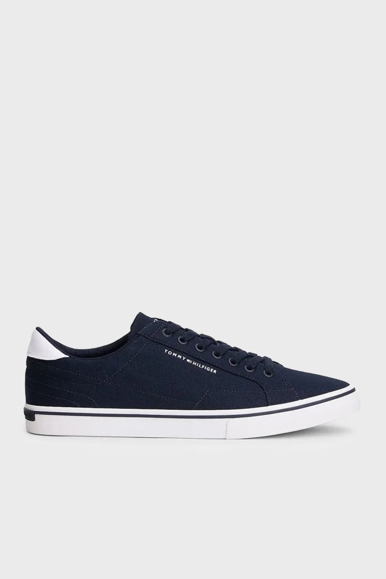 Tommy Hilfiger Kanvas Sneaker Erkek Ayakkabı FM0FM05688 DW5 LACİVERT - Tommy Hilfiger