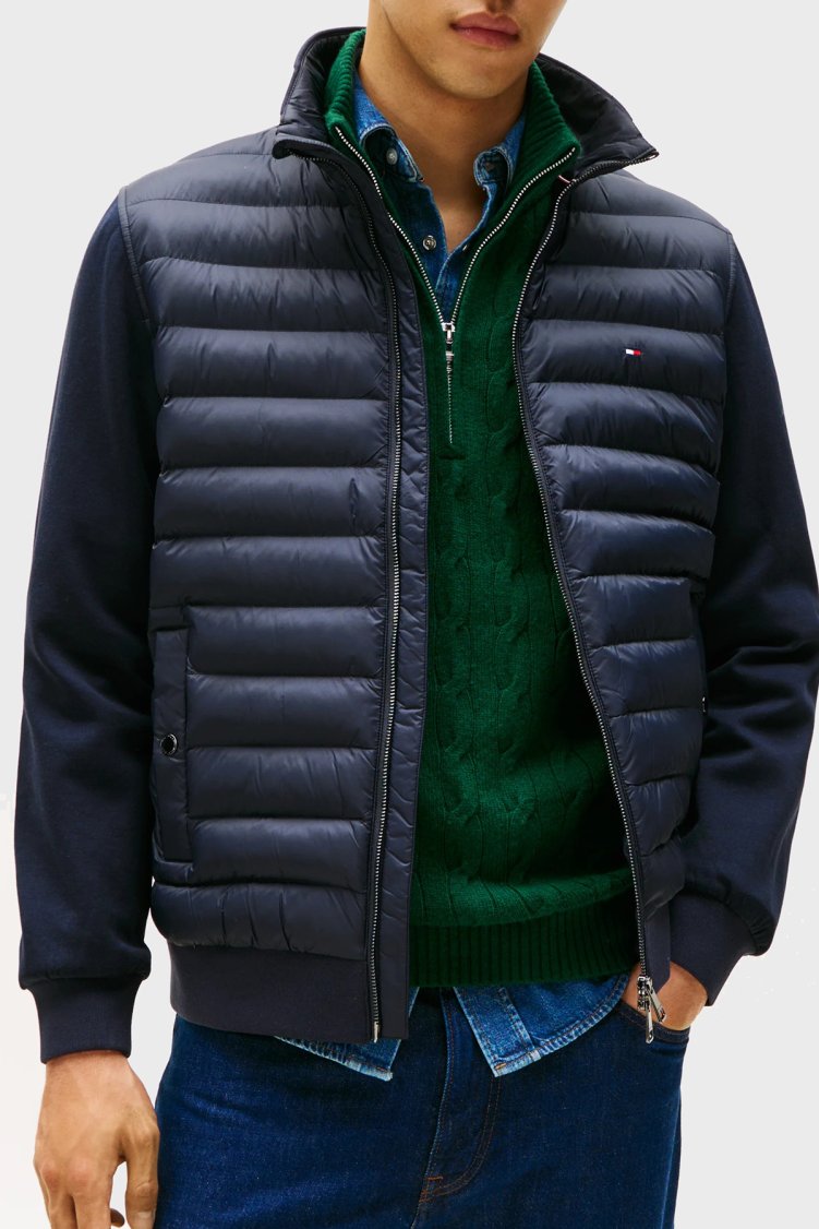 Tommy Hilfiger Kapitoneli Pamuklu Regular Fit Dik Yaka Erkek Ceket MW0MW41329 DW5 LACİVERT - Tommy Hilfiger