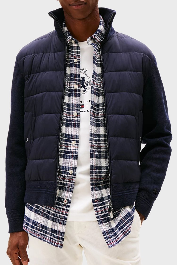 Tommy Hilfiger Kapitoneli Regular Fit Dik Yaka Erkek Ceket MW0MW40774 DW5 LACİVERT - Tommy Hilfiger