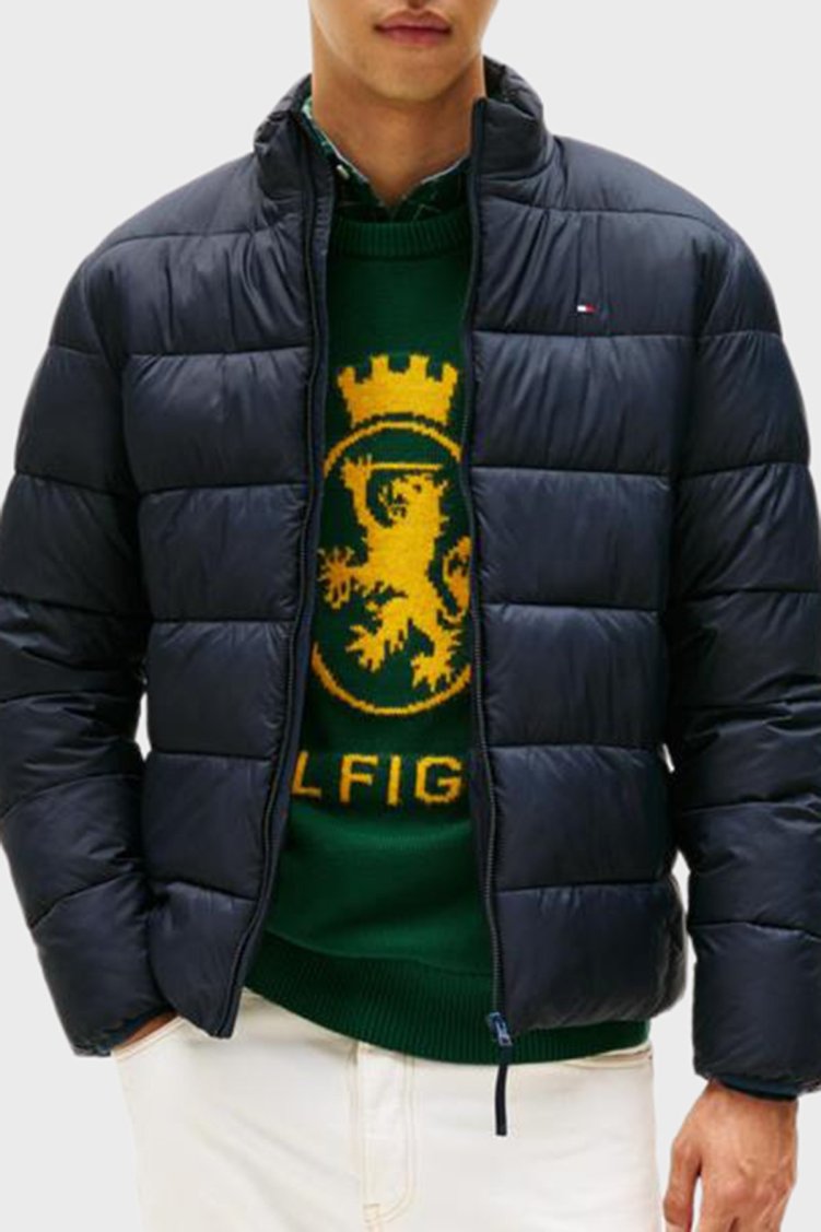 Tommy Hilfiger Kapitoneli Regular Fit Dik Yaka Erkek Mont MW0MW41982 DW5 LACİVERT - Tommy Hilfiger