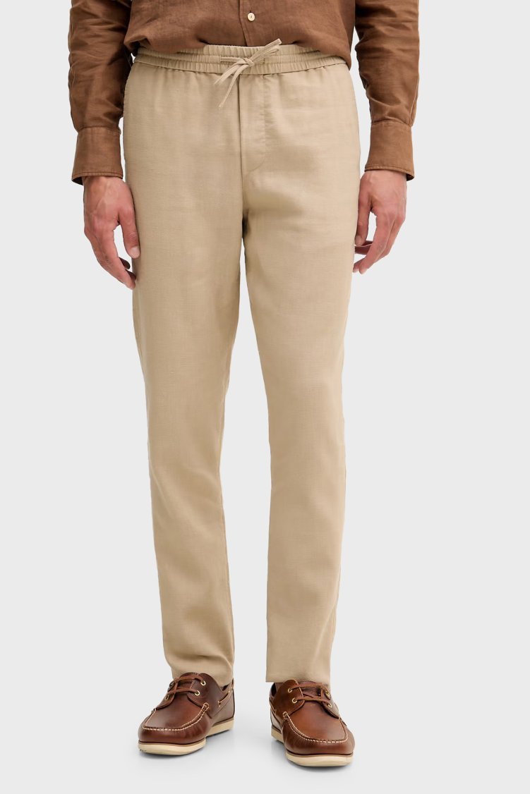 Tommy Hilfiger Keten Tapered Fit Daralan Paça Chino Erkek Pantolon MW0MW42336 AEG BEJ - Tommy Hilfiger