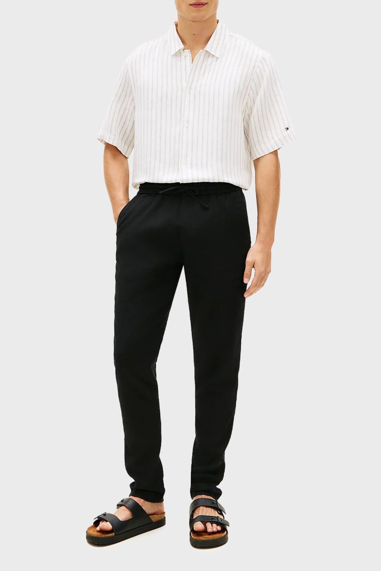 Tommy Hilfiger Keten Tapered Fit Daralan Paça Chino Erkek Pantolon MW0MW42336 BDS SİYAH - Tommy Hilfiger (1)