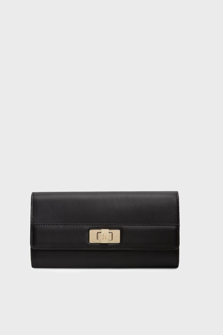 Tommy Hilfiger Kilitli Kadın Cüzdan AW0AW18704 BDS Siyah - Tommy Hilfiger