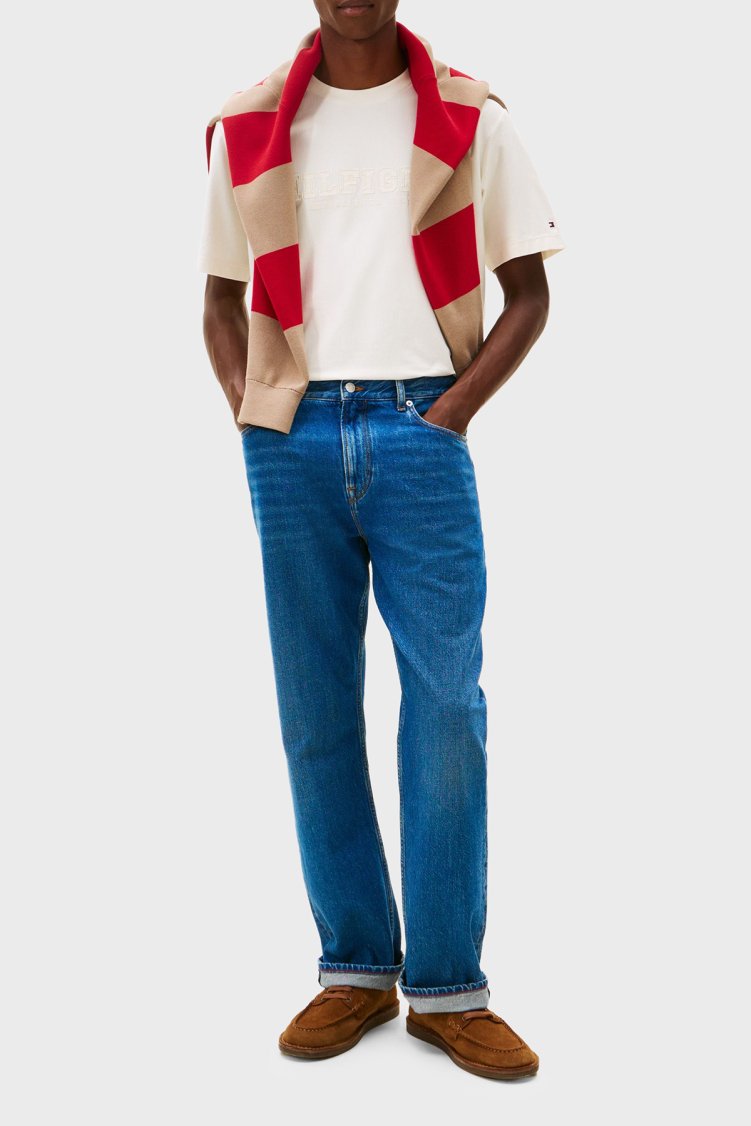 Tommy Hilfiger Logolu % 100 Pamuk Regular Fit Bisiklet Yaka Erkek T Shirt MW0MW41766 Z00 Açık bej - Tommy Hilfiger (1)