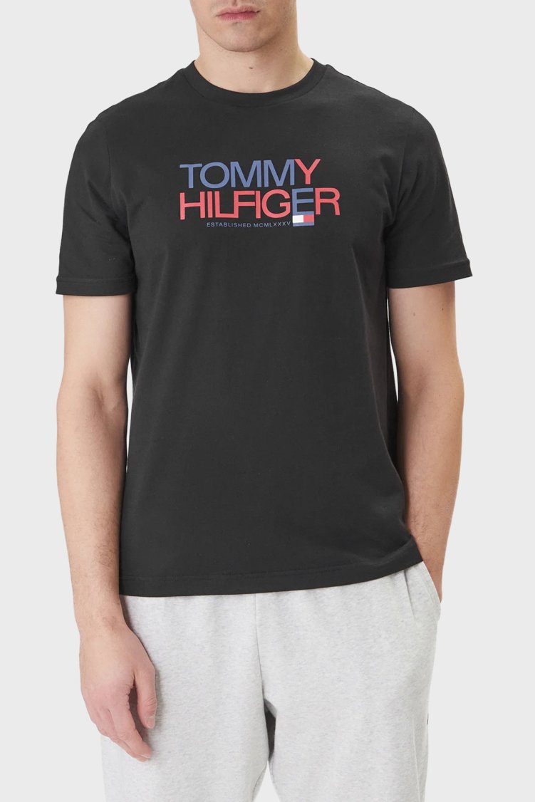 Tommy Hilfiger Logolu % 100 Pamuk Regular Fit Bisiklet Yaka Erkek T Shirt MW0MW42369 BDS SİYAH - Tommy Hilfiger