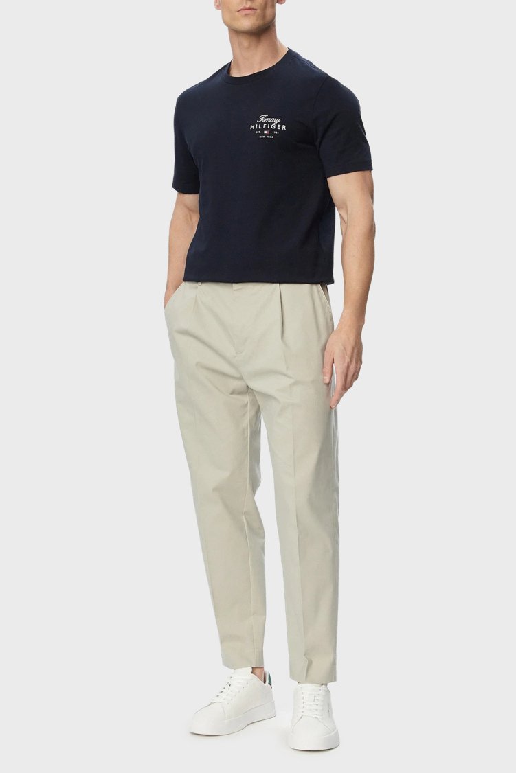 Tommy Hilfiger Logolu % 100 Pamuk Regular Fit Bisiklet Yaka Erkek T Shirt MW0MW43224 DW5 Lacivert - Tommy Hilfiger (1)