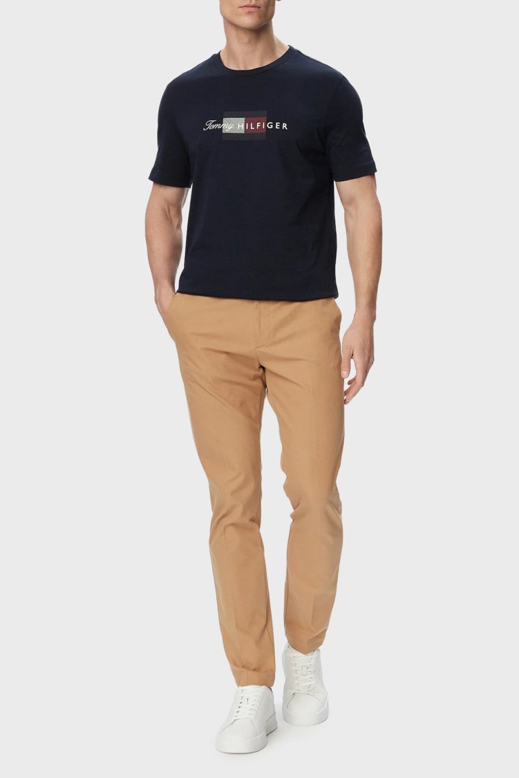 Tommy Hilfiger Logolu % 100 Pamuk Regular Fit Bisiklet Yaka Erkek T Shirt MW0MW43226 DW5 Lacivert - Tommy Hilfiger (1)